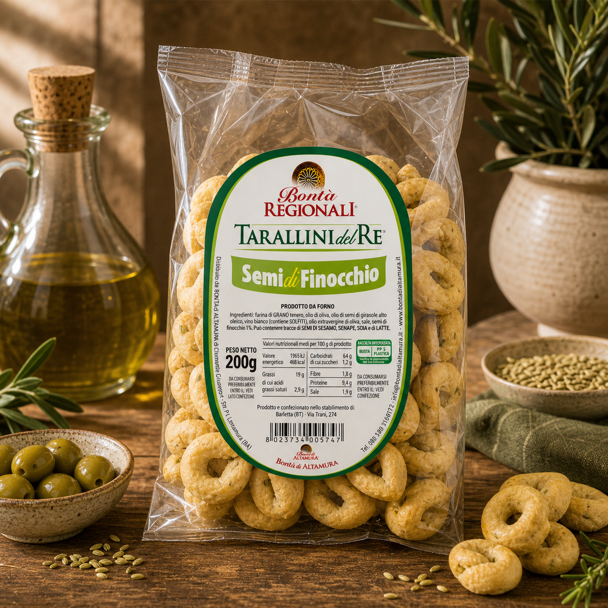 Tarallini del re al seme di finocchio taralli pugliesi confezione da 200 gr