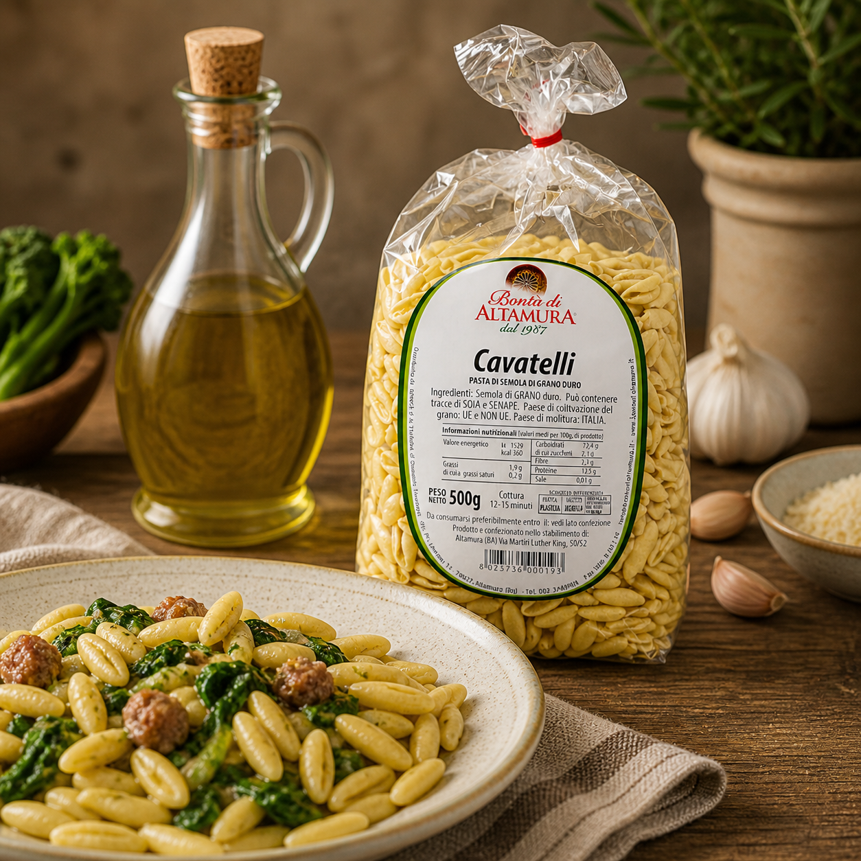 Pasta di semola di grano duro Cavatelli confezione 500 gr