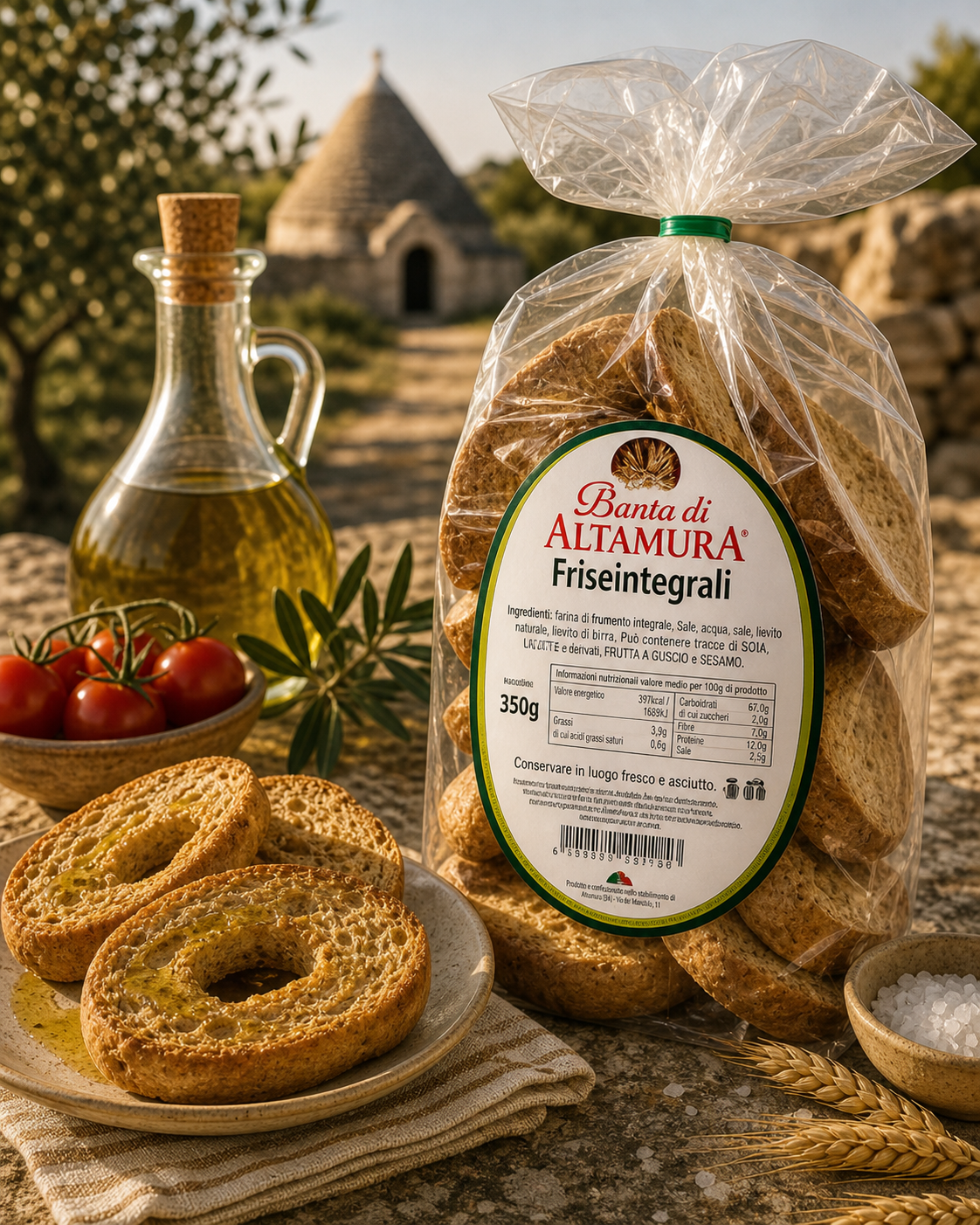 Frise pugliesi di grano tenero integrale confezione da 350 gr