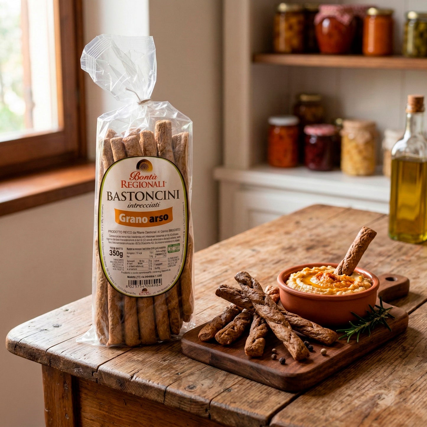 Bastoncini intrecciati al grano arso snack pugliesi confezione da 350 gr