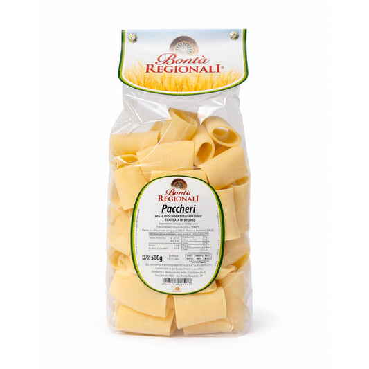 Pasta di semola di grano duro trafilata al bronzo Paccheri confezione da 500 gr