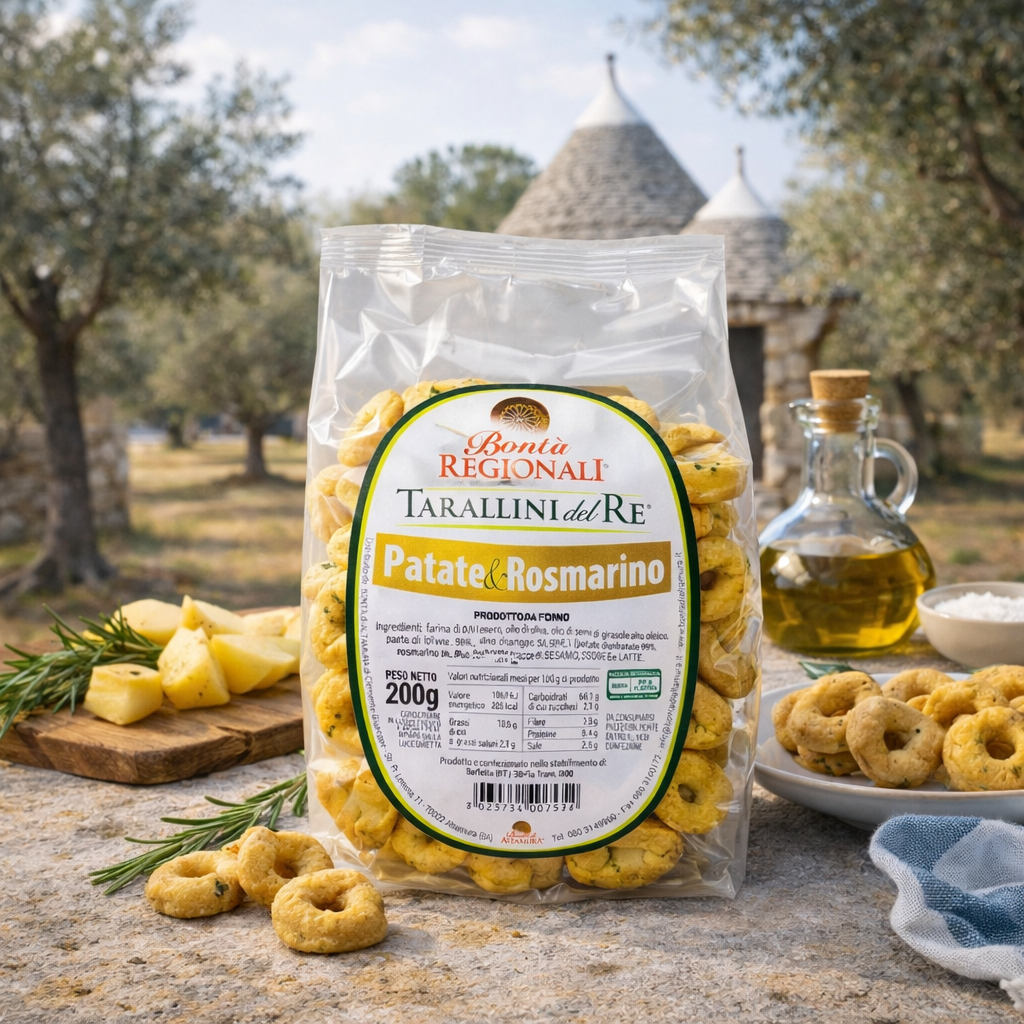 Taralli pugliesi patate e rosmarino Tarallini del re confezione 300 gr