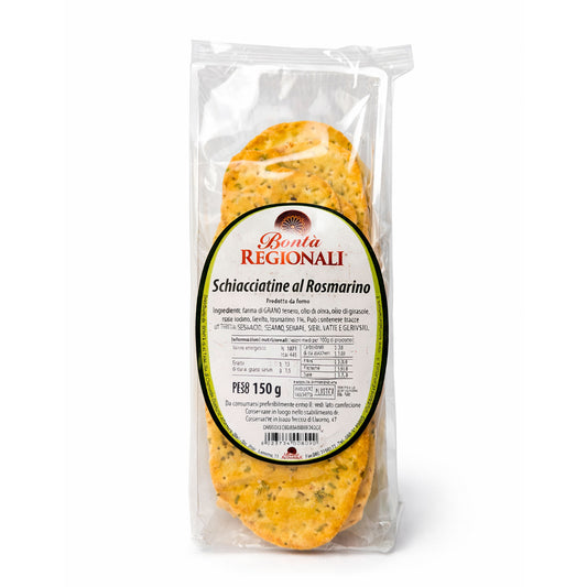 Schiacciatine snack al rosmarino con farina di grano tenero confezione da 150 gr