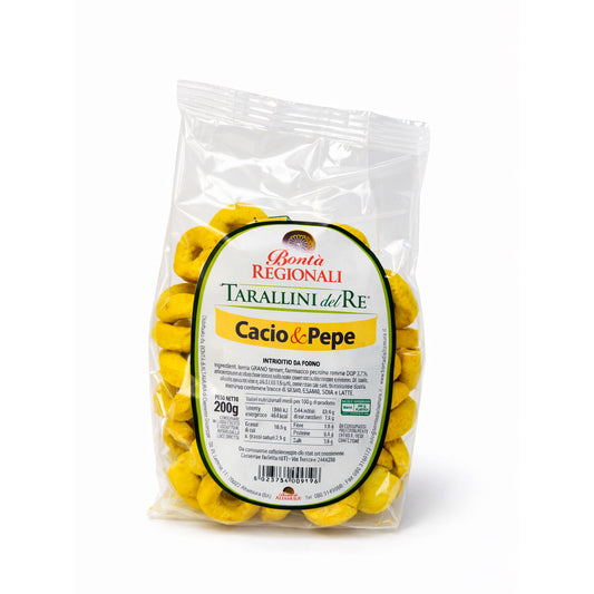 Taralli pugliesi cacio e pepe Tarallini del re confezione 300 gr