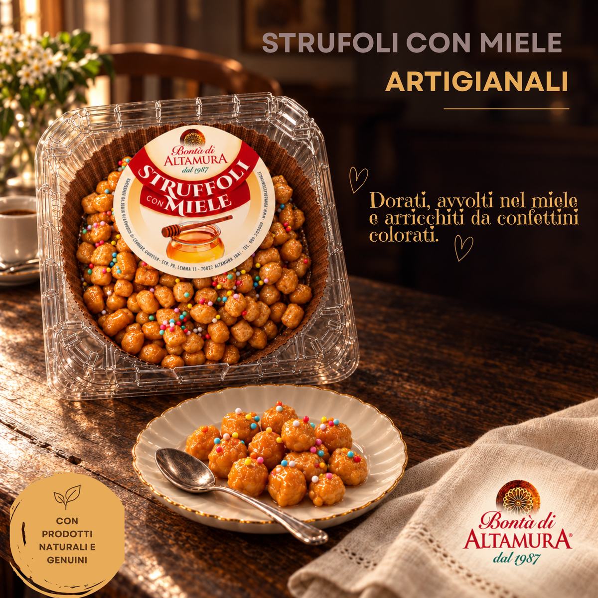 Struffoli Con Miele Dessert Artigianale Confezione 250 Gr