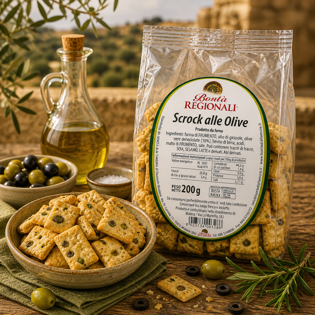 Croccantelle scrock alle olive confezione da 200 gr