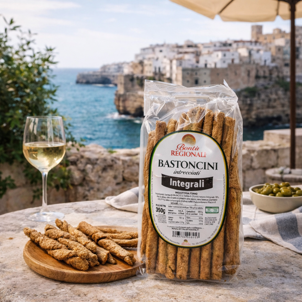 Bastoncini intrecciati integrali snack pugliesi confezione da 350 gr