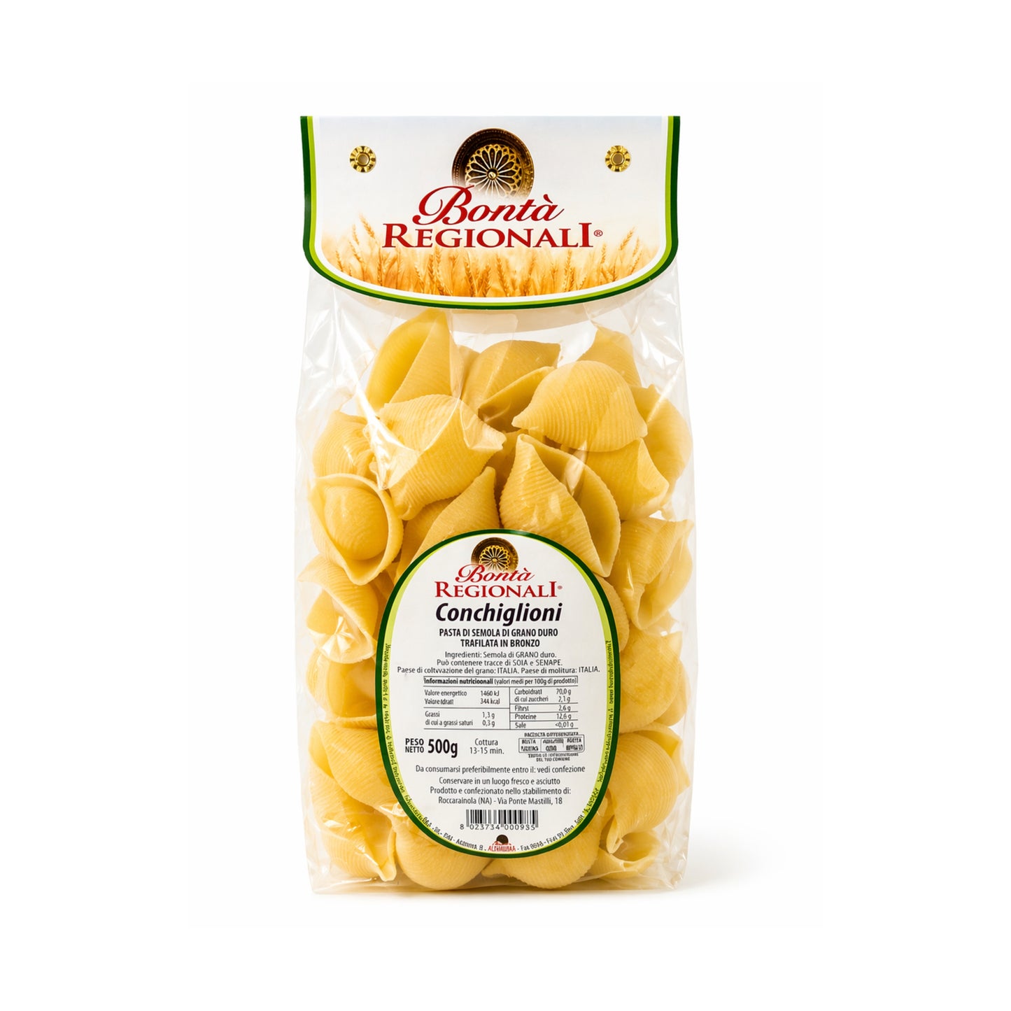 Conchiglioni di semola di grano duro confezione da 500 gr