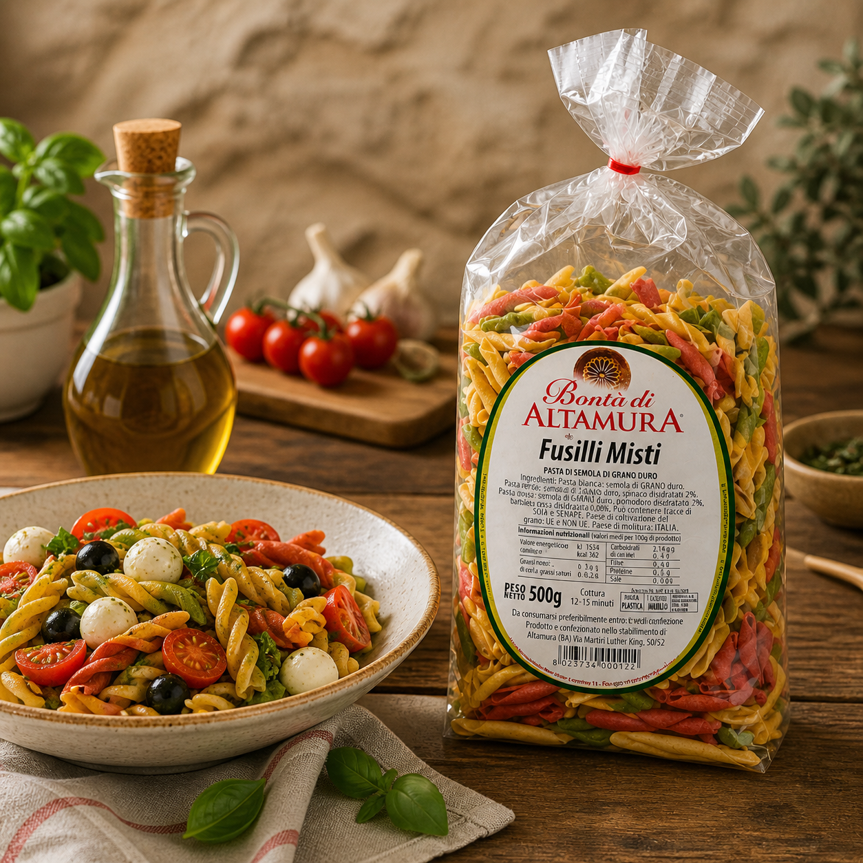 Pasta di semola di grano duro Fusilli misti confezione 500gr