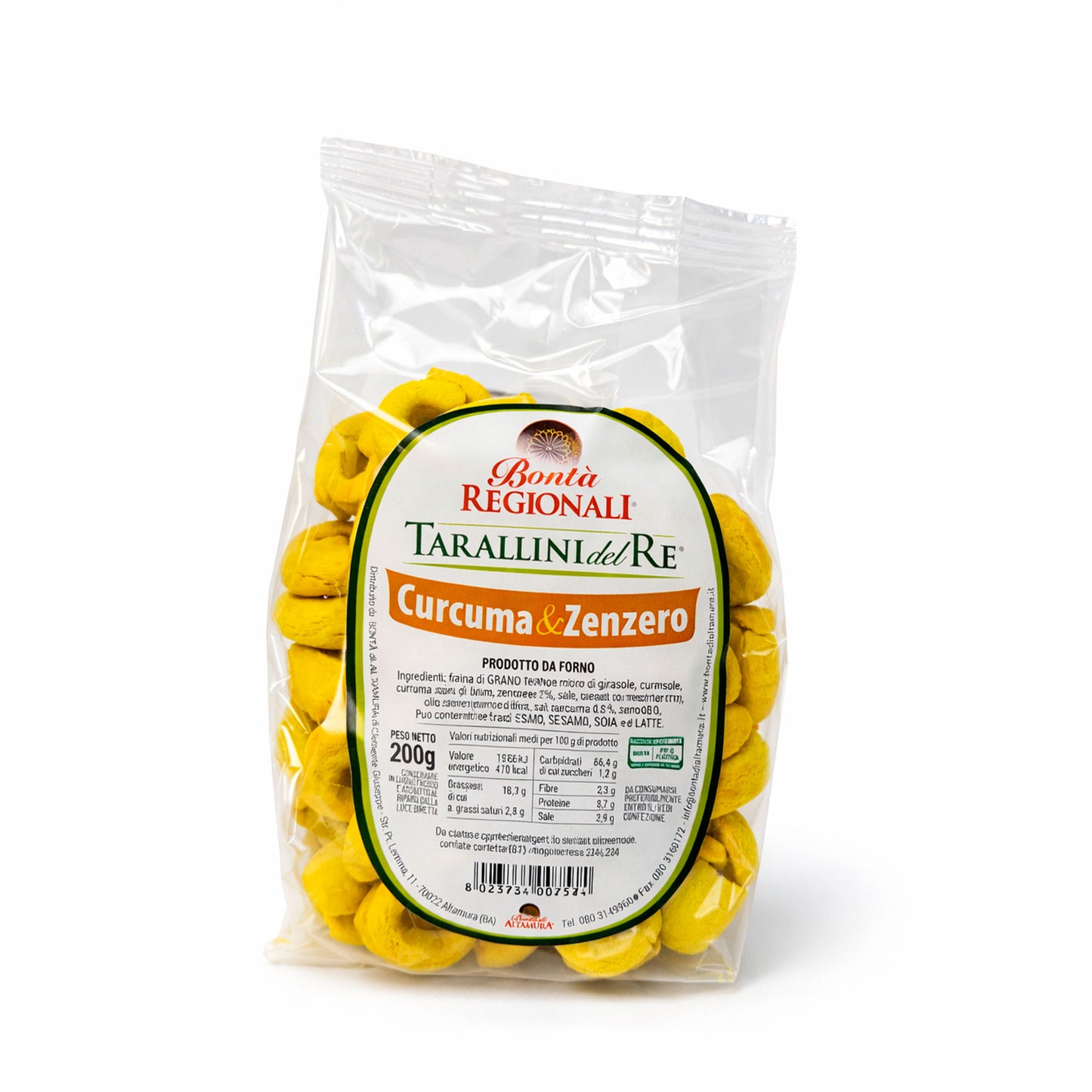 Taralli pugliesi curcuma e zenzero Tarallini del re confezione 300 gr