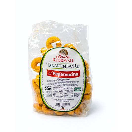 Taralli pugliesi al peperoncino Tarallini del re Confezione da 200 gr
