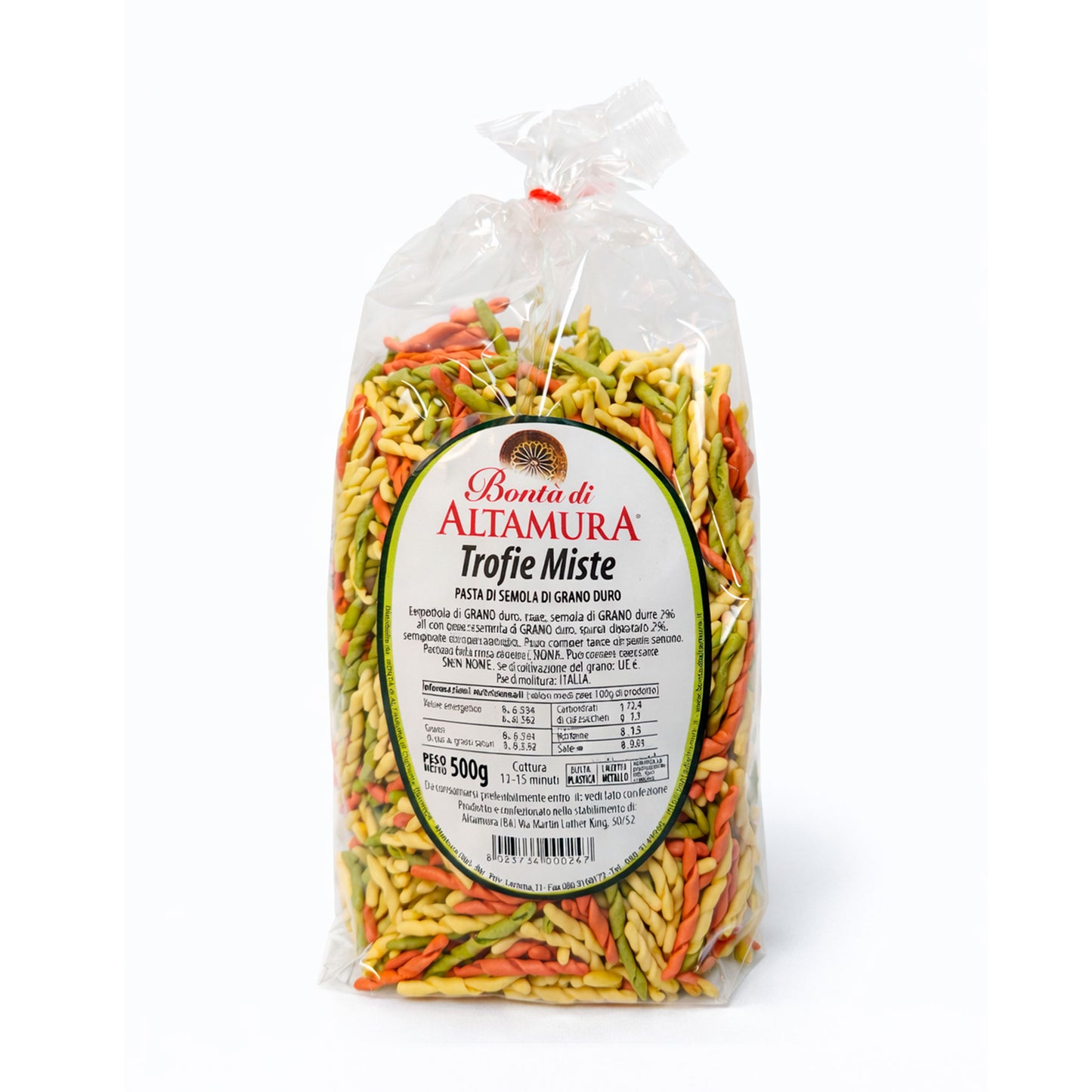 Pasta di semola di grano duro Trofie miste confezione 500gr