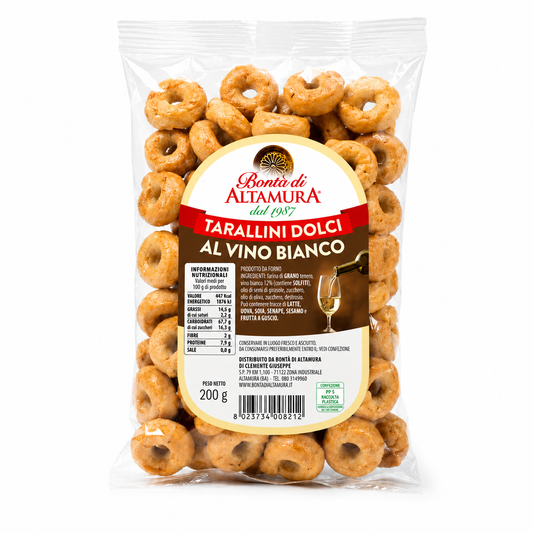 Tarallini dolci al vino bianco taralli pugliesi confezione da 200 gr